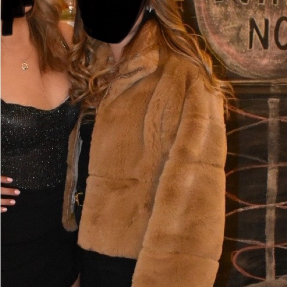 Tiger Mist Tan Teddy Jacket Plush Faux Fur